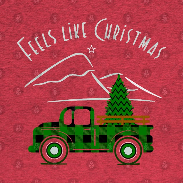 Feels Like Christmas, Green Plaid Pickup Truck by Blended Designs